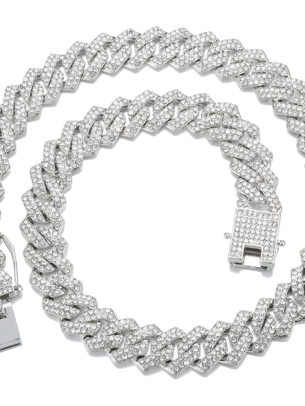 Iced Out Cuban Link Chain Necklace for Men Women, Miami Hip Hop Plated Bling Jew - Picture 1 of 9